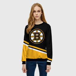 Женский свитшот 3D Бостон Брюинз, Boston Bruins Диагональные полосы - фото 2