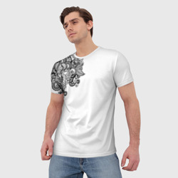 Мужская футболка 3D Черно Белые КруЖева - фото 2