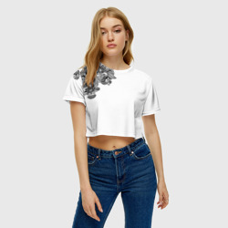Женская футболка Crop-top 3D Черно Белые КруЖева - фото 2