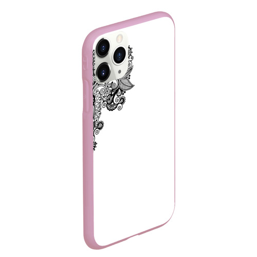 Чехол для iPhone 11 Pro Max матовый Черно Белые КруЖева, цвет розовый - фото 3