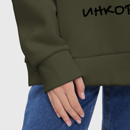 Женское худи Oversize хлопок Инкоргнито , скрытый корги, цвет хаки - фото 8