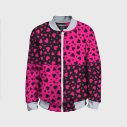 Детский бомбер 3D Черно-Розовые сердца