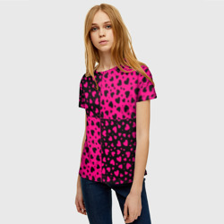 Женская футболка 3D Черно-Розовые сердца - фото 2