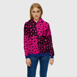 Женская толстовка 3D Черно-Розовые сердца - фото 2