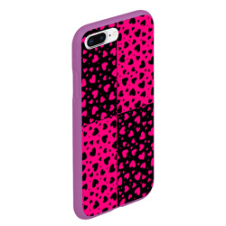 Чехол для iPhone 7Plus/8 Plus матовый Черно-Розовые сердца - фото 2