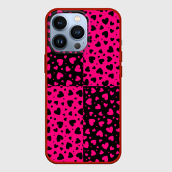 Чехол для iPhone 13 Pro Черно-Розовые сердца