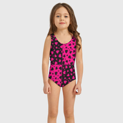 Детский купальник 3D Черно-Розовые сердца