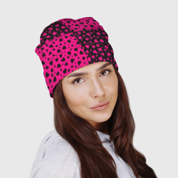 Шапка 3D Черно-Розовые сердца - фото 2