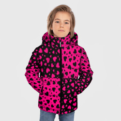 Зимняя куртка для мальчиков 3D Черно-Розовые сердца - фото 2