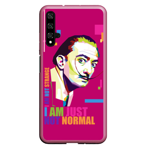 Чехол для Honor 20 с принтом Salvador Dali I am just not normal, вид спереди №1