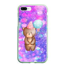 Чехол для iPhone 7Plus/8 Plus матовый День Рождения - Медвежонок с шариками