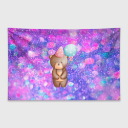 Флаг-баннер День Рождения - Медвежонок с шариками