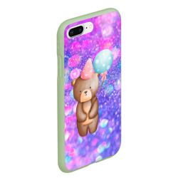 Чехол для iPhone 7Plus/8 Plus матовый День Рождения - Медвежонок с шариками - фото 2