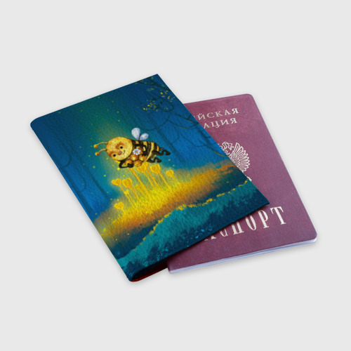 Обложка для паспорта матовая кожа Пчёла с сотами, цвет красный - фото 3