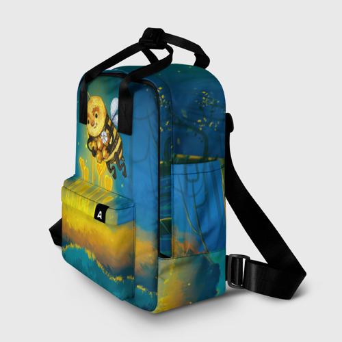 Женский рюкзак 3D с принтом Пчёла с сотами, фото на моделе #1