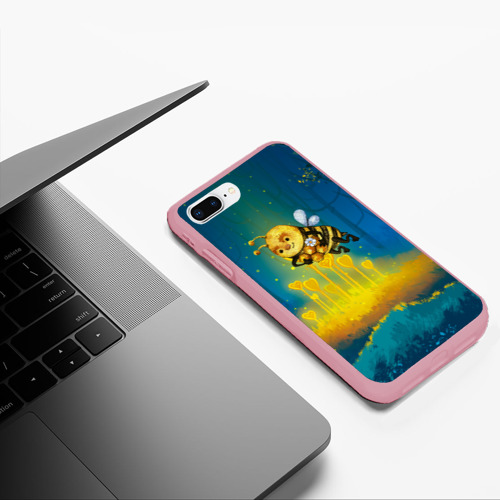 Чехол для iPhone 7Plus/8 Plus матовый Пчёла с сотами, цвет баблгам - фото 5