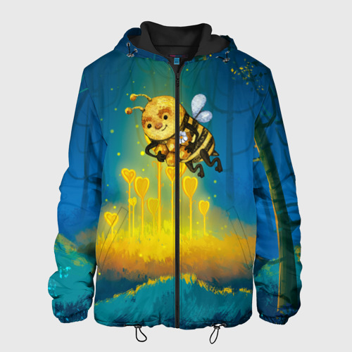 Мужская куртка 3D с принтом Пчёла с сотами, вид спереди #2
