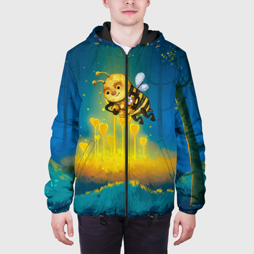 Мужская куртка 3D с принтом Пчёла с сотами, вид сбоку #3