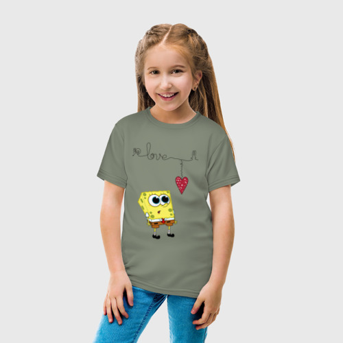 Детская футболка хлопок Спанч Боб Сердечко, цвет авокадо - фото 5