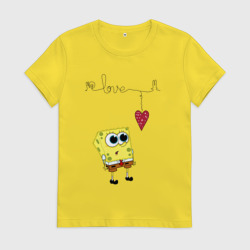 Женская футболка хлопок Спанч Боб Сердечко