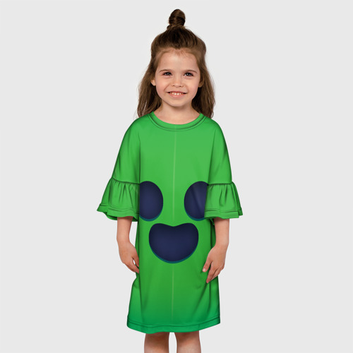 Детское платье 3D с принтом Спайк - образ из Brawl Stars, вид сбоку #3