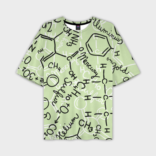Мужская футболка оверсайз с принтом Химические соединения, вид спереди №1