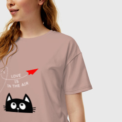Женская футболка хлопок Oversize Котик Самолётик - фото 2