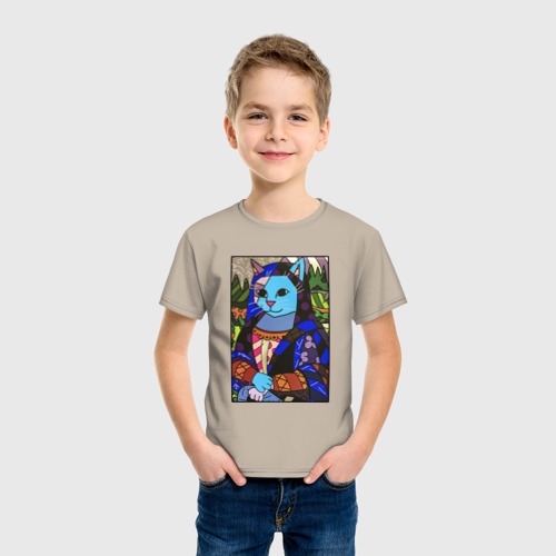 Детская футболка хлопок Ромеро Бритто Mona Cat, цвет миндальный - фото 3