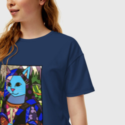 Женская футболка хлопок Oversize Ромеро Бритто Mona Cat - фото 2