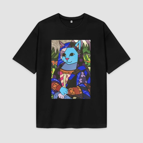 Мужская футболка Oversize хлопок premium Ромеро Бритто Mona Cat