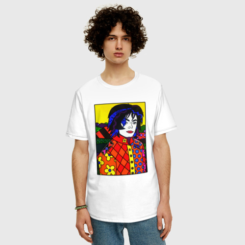 Мужская футболка хлопок Oversize с принтом Ромеро Бритто / Майкл Джексон, фото на моделе #1