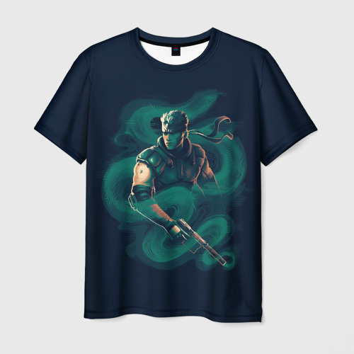 Мужская футболка с принтом Снейк в дыму, вид спереди №1