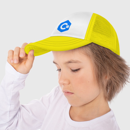 Детская кепка тракер Язык программирования C Sharp, цвет желтый - фото 3
