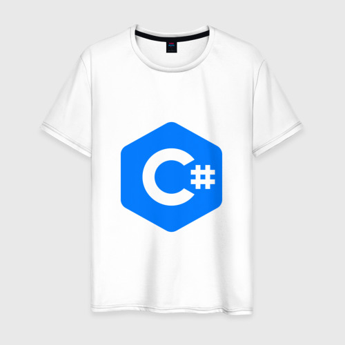 Мужская футболка из хлопка с принтом Язык программирования C Sharp, вид спереди №1