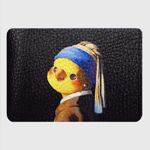 Картхолдер с принтом Попугай с жемчужной сережкой, цвет синий - фото 4