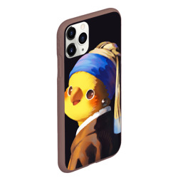 Чехол для iPhone 11 Pro Max матовый Попугай с жемчужной сережкой - фото 2