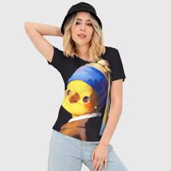 Женская футболка 3D Slim Попугай с жемчужной сережкой - фото 2