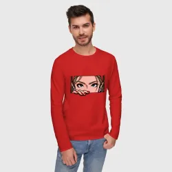 Мужской лонгслив хлопок Взгляд красивой девушки - pop-art глаза - фото 2