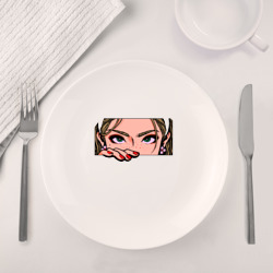 Набор: тарелка + кружка Взгляд красивой девушки - pop-art глаза - фото 2