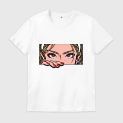 Мужская футболка хлопок Взгляд красивой девушки - pop-art глаза
