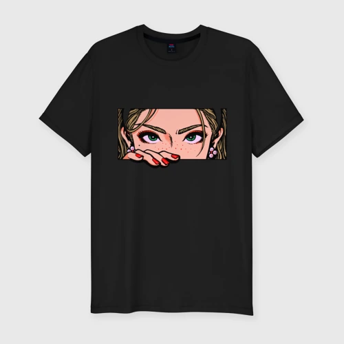 Мужская футболка хлопок Slim Взгляд красивой девушки - pop-art глаза