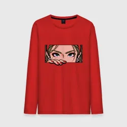 Мужской лонгслив хлопок Взгляд красивой девушки - pop-art глаза