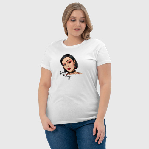 Женская футболка хлопок с принтом Kitty, фото #4