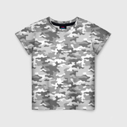 Детская футболка 3D Серый Военный Камуфляж
