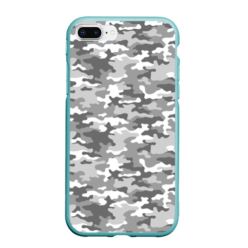 Чехол для iPhone 7Plus/8 Plus матовый с принтом Серый Военный Камуфляж, вид спереди #2