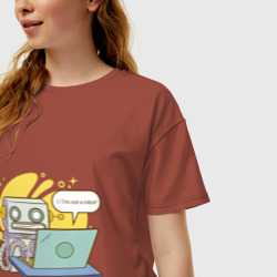 Женская футболка хлопок Oversize Я не робот. Програмерский мем - фото 2