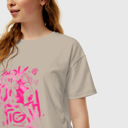 Женская футболка хлопок Oversize Girl figth женская драка - фото 2