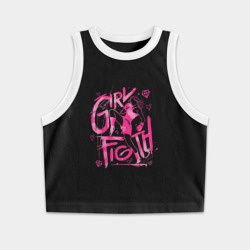 Женская укороченная майка-топ хлопок Girl figth женская драка