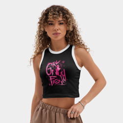 Женская укороченная майка-топ хлопок Girl figth женская драка - фото 2