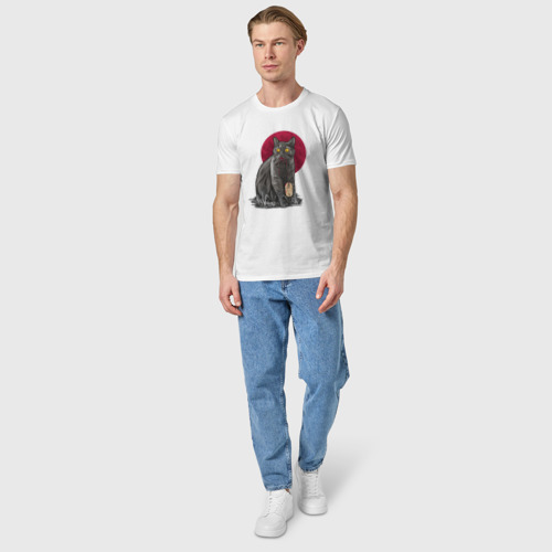Мужская футболка хлопок Кот программист и мышка, цвет белый - фото 5